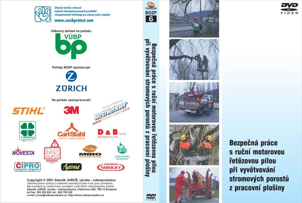 Bezpečná práce s ruční motor. řetěz. pilou při vyvětvování stromových porostů z pracovní plošiny